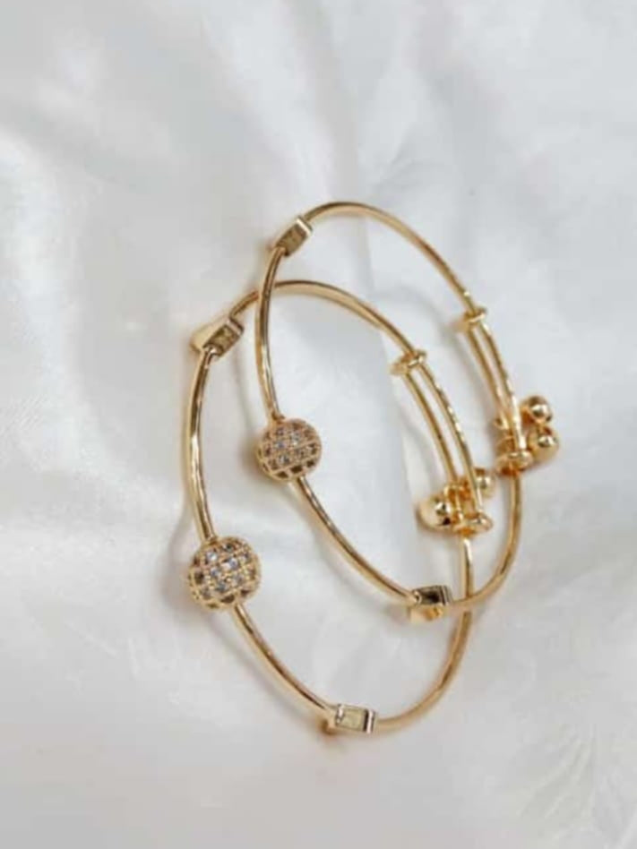 Rose Gold Plated Diamond Adjustable Kada Bracelet